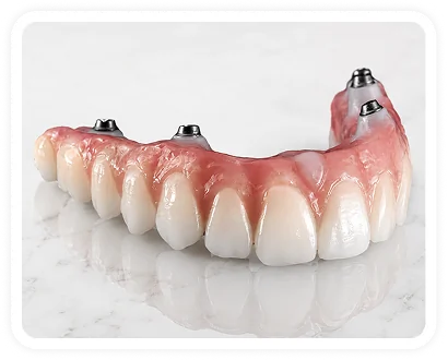 Prettau Zirconia dental prosthesis close-up display.